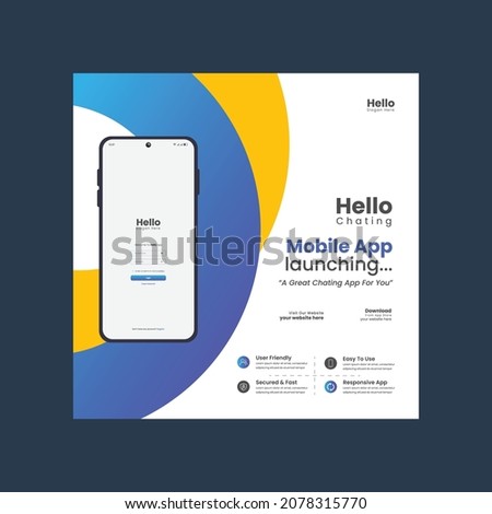 Mobile App Social Media Post Banner Template, Apps Promotional Instagram Post