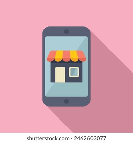 Mobile app store locator icon flat vector. Market internet. Direction sale