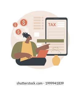 Mobile app tax filing software abstract concept vector illustration. Tax applications for smartphone and tablet, e-file your income statement online, live chat, IRS form abstract metaphor.