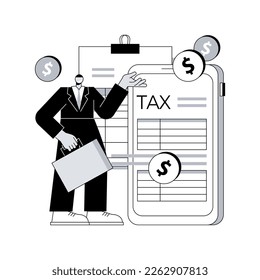 Mobile app tax filing software abstract concept vector illustration. Tax applications for smartphone and tablet, e-file your income statement online, live chat, IRS form abstract metaphor.