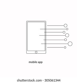 Mobile app. Technology abstract concept on the white backdrop.