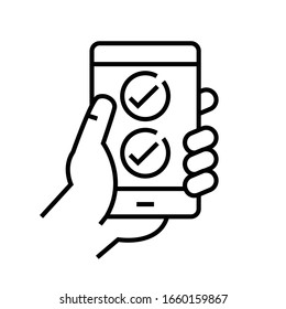 Mobile app testing line icon, concept sign, outline vector illustration, linear symbol.