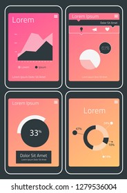 Mobile App UI Chart and Diagram screens mockup kit
