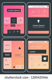 Mobile App UI Chart and Diagram screens mockup kit