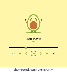 Mobile App UI Design. Music player. Avocado playlist. Relaxing music background.