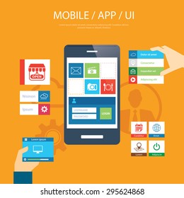 mobile app and ui element flat design