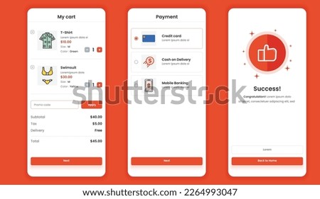 Mobile app ui kit checkout process