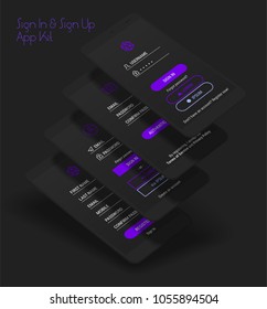 Mobile App UI Sign In and Sign Up screens 3d mockup kit