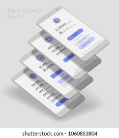 Mobile App UI Sign In and Sign Up screens 3d mockup kit