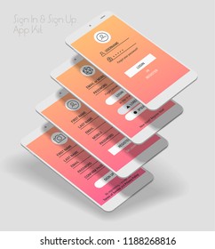 Mobile App UI Sign In and Sign Up screens 3d mockup kit