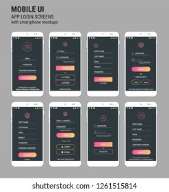 Mobile App UI Sign In and Sign Up screens mockup kit