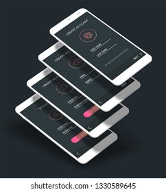 Mobile App UI Sign In and Sign Up screens 3d mockup kit