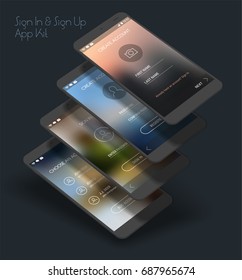 Mobile App UI Sign In And Sign Up Screens 3d Mockup Kit