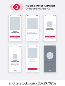 Mobile app UI, UX design kit. Onboarding web site or mobile template. Responsive GUI layout.