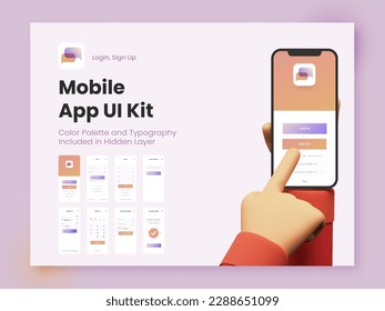 Mobile App UI, UX, GUI Layout With Different Login Screens Including Account Sign In, Sign Up And Change Lock Screens For Responsive Website Wireframe.