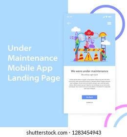 Mobile App Under Maintenance Landing Page UI Design Template