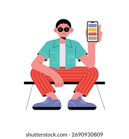 Mobile app user interface layout with clean design illustration