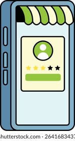 Mobile app user review with rating illustration