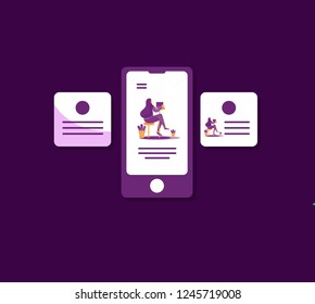 Mobile app & vector illustration display