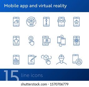 Mobile app and virtual reality line icon set. Technology concept. Vector illustrations can be used for topics like internet, modern technology, computer systems