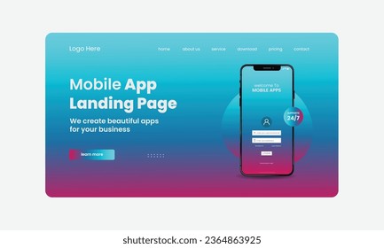 mobile app website landing page design 