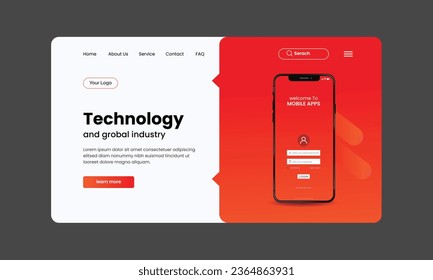 diseño de página de inicio del sitio web de aplicaciones móviles 