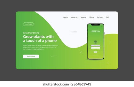 diseño de página de inicio del sitio web de aplicaciones móviles 