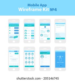 Mobile App Wireframe Ui Kit 4. Order Plan Screen, Select Contacts Screen, Write Message Screen, Advertisement Screen, Credit Card Payment Screen, Friendlist Screen, Update Profile Screen, Tutorial.