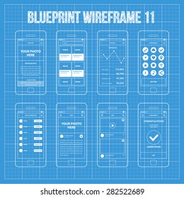 Mobile App Wireframe Ui Kit 11. Blog post screen, image gallery post screen, statistics screen, achievements screen, social connection screen, news screen, feed screen, congratulations screen.
