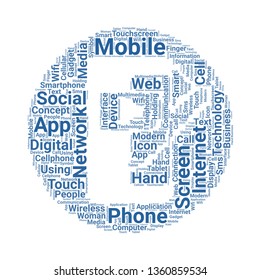 mobile app word cloud. tag cloud about mobile app.