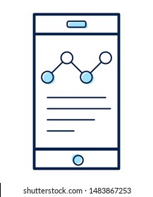 Mobile application business icon in a linear style with blue color.