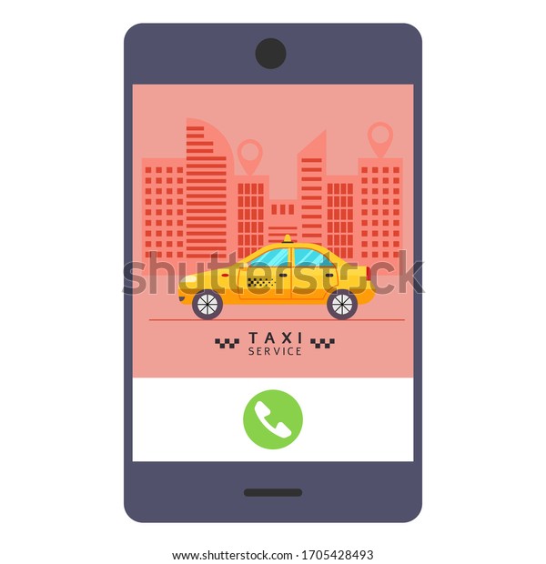 Mobile application for calling a\
taxi. Taxi icon in flat design. Vector stock\
illustration.