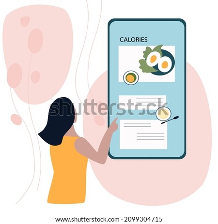 Mobile application for calorie counting. Idea of healthy nutrition and meal portion. Counting calories in food. 
