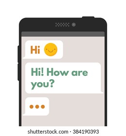 Mobile application. Chat user interface. Chatting sms template bubbles. Vector flat illustration isolated on white background