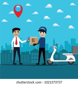 Mobile application concept. Online shopping and Delivery - vector illustration