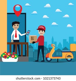 Mobile application concept. Online shopping and Delivery - vector illustration