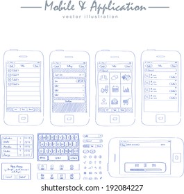 mobile application concept sketch drawing vector