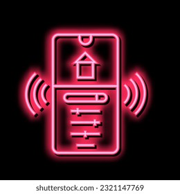 mobile application for control and setting smart home neon light sign vector. mobile application for control and setting smart home illustration