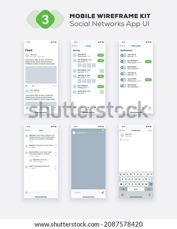 Mobile application design. UI, UX, GUI design elements. Business mobile app interface template.