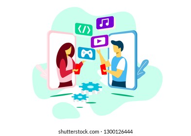 mobile application developer illustration vector, improvement in making mobile applications, for landing page,ui ux, infographic, website, presentation, banner, and print media