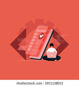 mobile application development, programmer with programming language, developing website