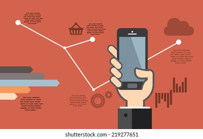 Mobile application development or smartphone app programming - flat design