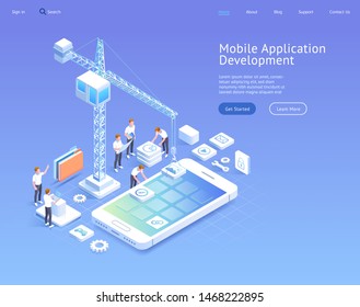 Mobile Application Development Vector Isometric Illustrations.