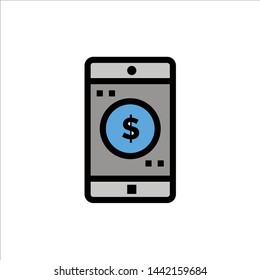 Mobile Application, Dollar  Flat Color Icon. Vector icon banner Template
