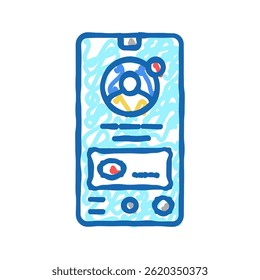 Vector de dibujo de icono de doodle de aplicación móvil. signo de aplicación móvil. ilustración de símbolo aislado
