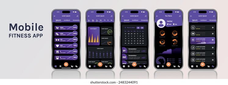 A mobile application for fitness and health with a modern design. The program interface is built on the basis of bright gradients and minimalist elements, which makes it attractive and simple.