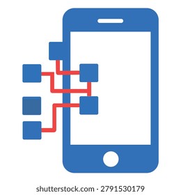 Mobile Application Flowchart Illustration Featuring Smartphone Technology Network Connection Interface and Development Concept