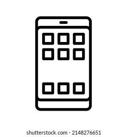 Mobile Application Icon. Line Art Style Design Isolated On White Background