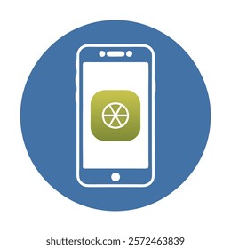 Mobile Application Icon on Smartphone Vector Illustration