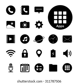 Mobile application icon. Application for smart phone icon. Function icon. Buttons. Vector. Illustration